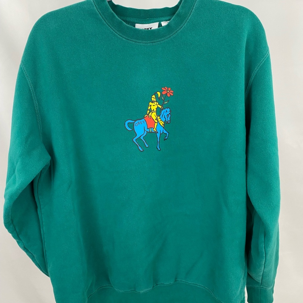 Obey Green Sweatshirt with Floral Graphic